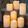 Set Of 7 Ivory Wax Flameless Candles