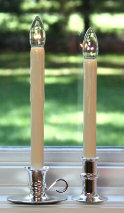 Ultra Bright Adjustable LED Cordless Window Candle Dual Sided Bulb - Timer - Silver Finish -Christmas Decoration Discount silver base ivory candlestick 450