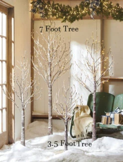 3.5 Foot Lighted Snowy Tree 96 Warm White LED - Indoor Outdoor - Steady On Or Twinkle From RAZ -Christmas Decoration Discount snowy trees 2 size