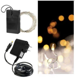 60 Bright White LED String Lights Dual Powered - 20 Feet With Timer