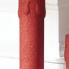 22.5 Inch Large Flickering Flame Red Glitter Christmas Candle