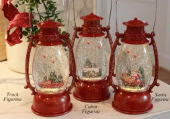 Red Hurricane With Santa And Sleigh Lighted Water Lantern - Timer -Christmas Decoration Discount three styles red hurricane water globes