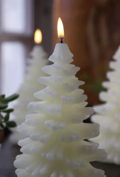 Uyuni 4.25 X 8 Inch Ivory Christmas Tree Candle - Remote Ready -Christmas Decoration Discount tree close up for email