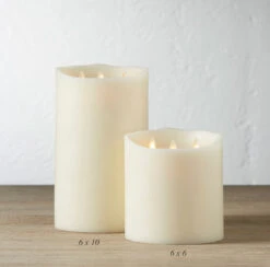 Triple Moving Flame 6 X 6 Inch Flameless Pillar Candle -Christmas Decoration Discount triple flame candles 2 sizes