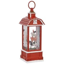 Water Lantern - Barn With Farm Animals - Battery Operated - 11.5in
